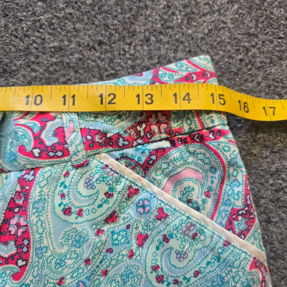 Peter Millar Shorts Womens Size 4 Green Pink Paisley 11 Inch Golf Bermuda Casual